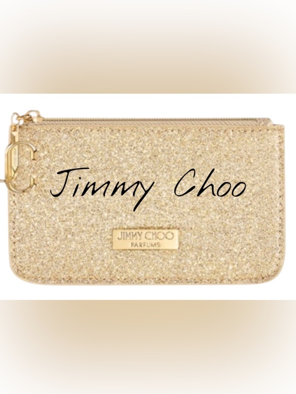 Jimmy Choo Parfum‎ Gold Glitter Coin Pouch Card Holder Keychain